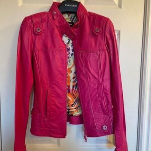 Brand new never worn, fushia leather jacket